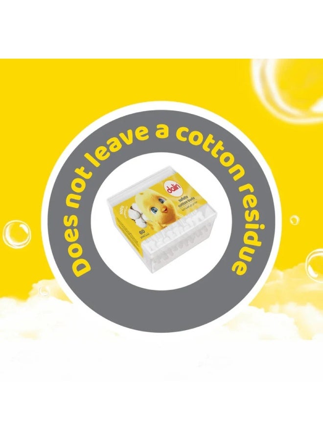 دالين أعواد قطنية آمنة 100%، 60 قطعة - Image 3